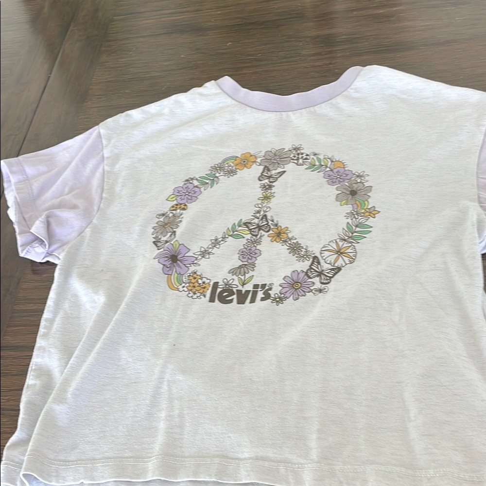 Levi's Kids White and Purple Peace Sign T-Shirt